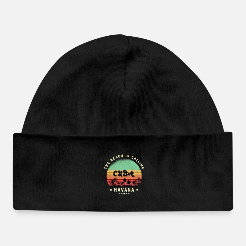 Design de plage de Havana Cuba - Bonnet bébé bio - noir