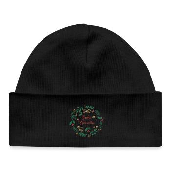 Merry Christmas Frohe Weihnachten Merry Christmas - Baby Organic Beanie - black - Front