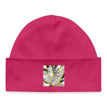 Marbre Noir et Or Blanc Texture - Bonnet bébé bio - hot pink - Devant
