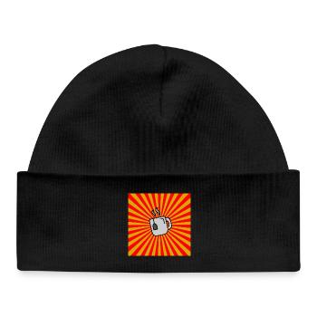 Sunburst Tea red yellow-Sonnenaufgang Teetasse - Baby Organic Mütze - Schwarz - Vorne