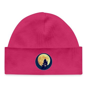 Moonlit Night Forest Silhouette - Baby Organic Beanie - hot pink - Front