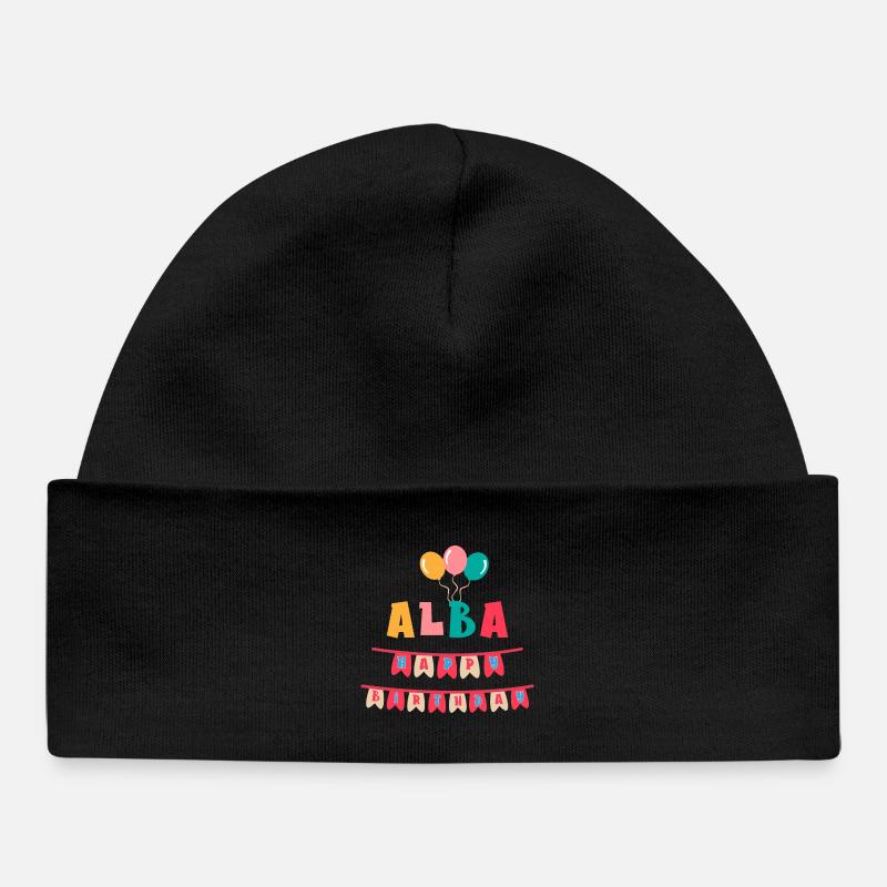 T-shirt Alba joyeux anniversaire joyeux anniversaire - Bonnet bébé bio - noir