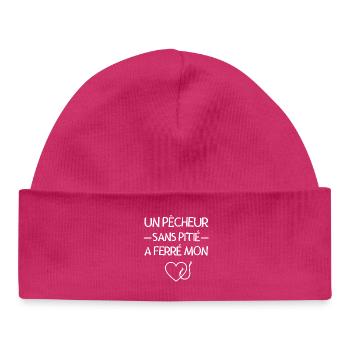 pêche, pêcheur, fan de pêche - Bonnet bébé bio - hot pink - Devant