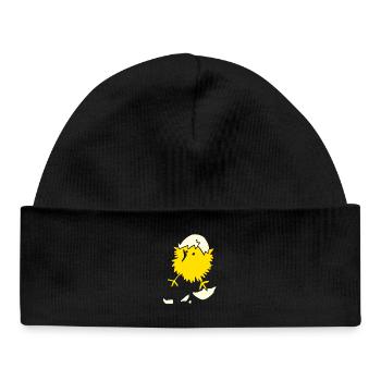 Poussin BIP Joyeuse Pâques Coquine Jaune Comique Drôle - Bonnet bébé bio - noir - Devant
