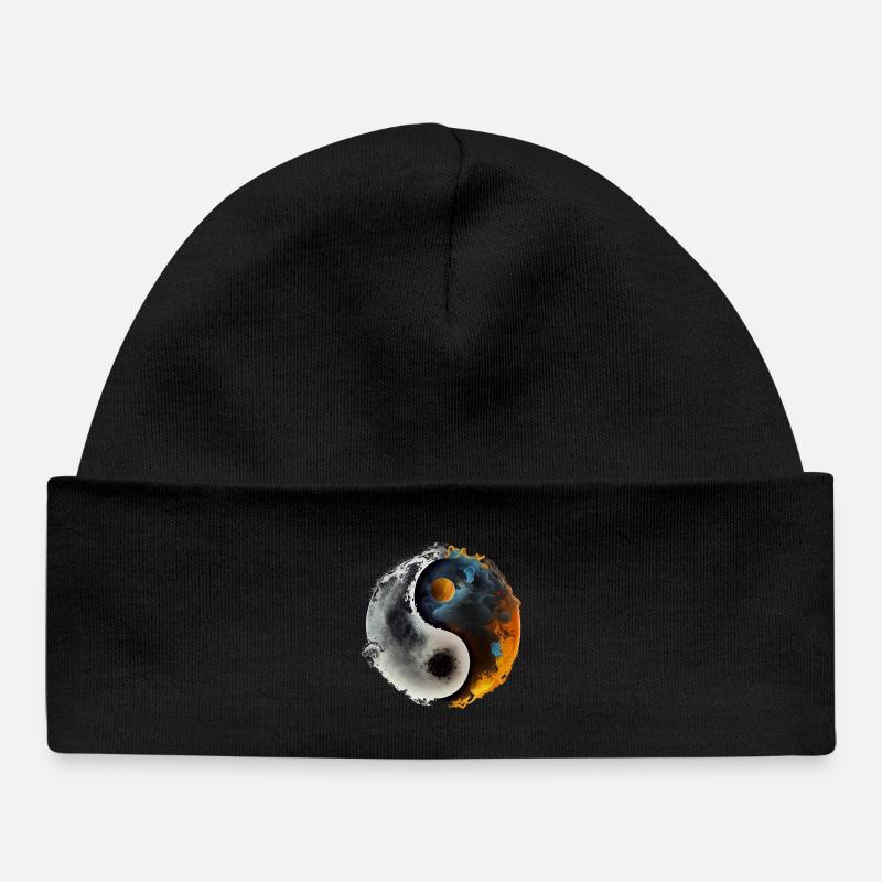 Yin et Yang inspirés de la nature - Feu - Bonnet bébé bio - noir