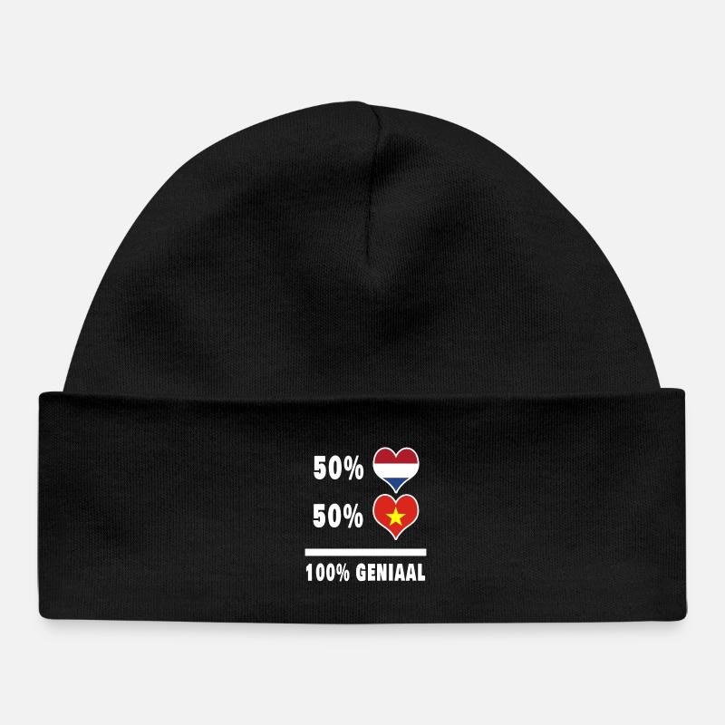 Vietnam et Pays-Bas 100% Genius flag - Bonnet bébé bio - noir