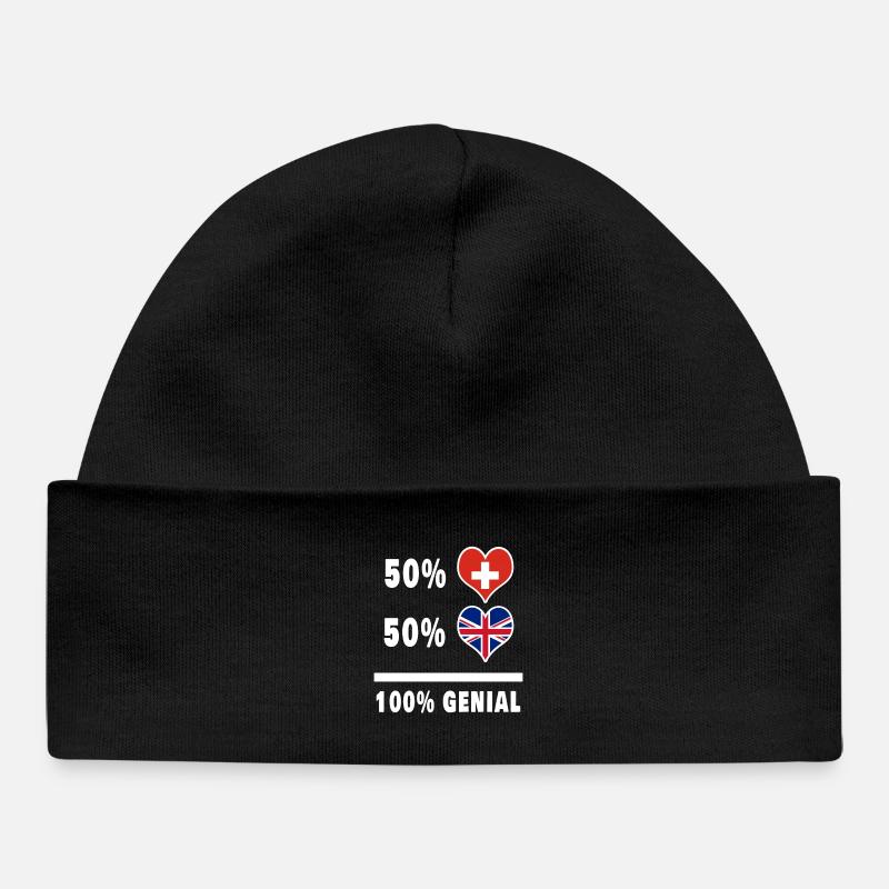 Grande-Bretagne et Suisse 100% Awesome Flag - Bonnet bébé bio - noir
