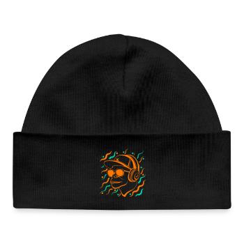 Singe cool avec des écouteurs - Bonnet bébé bio - noir - Devant