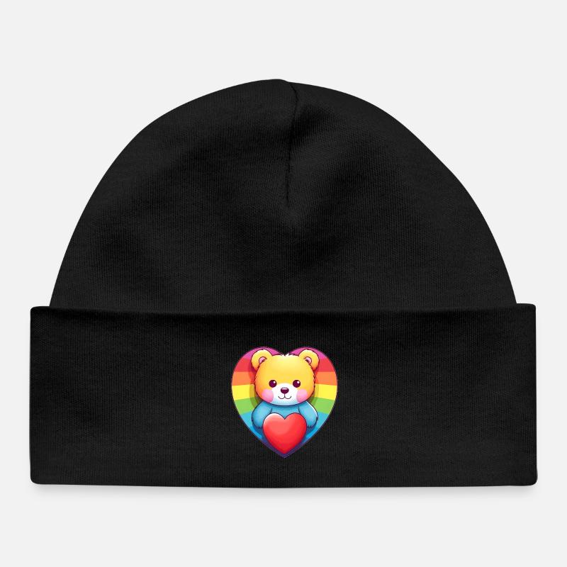 L’amour est une nécessité pour l’ours - Bonnet bébé bio - noir