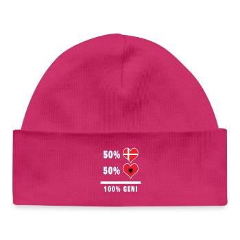 Albanie et Danemark 100% drapeau de génie - Bonnet bébé bio - hot pink - Devant