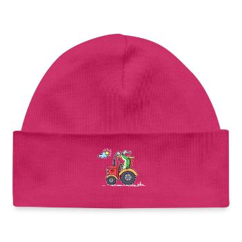 Feld Bauer Tracteur Machines agricoles Véhicule utilitaire - Bonnet bébé bio - hot pink - Devant
