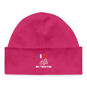 Ich Liebe Traktor Nutzfahrzeug Herz Statement Feld - Baby Organic Mütze - hot Pink - Vorne