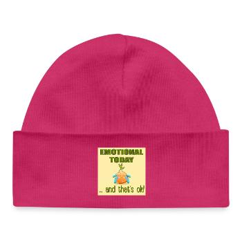 Emotional Today Quote - FEELINGS - Orange - Baby Organic Beanie - hot pink - Front