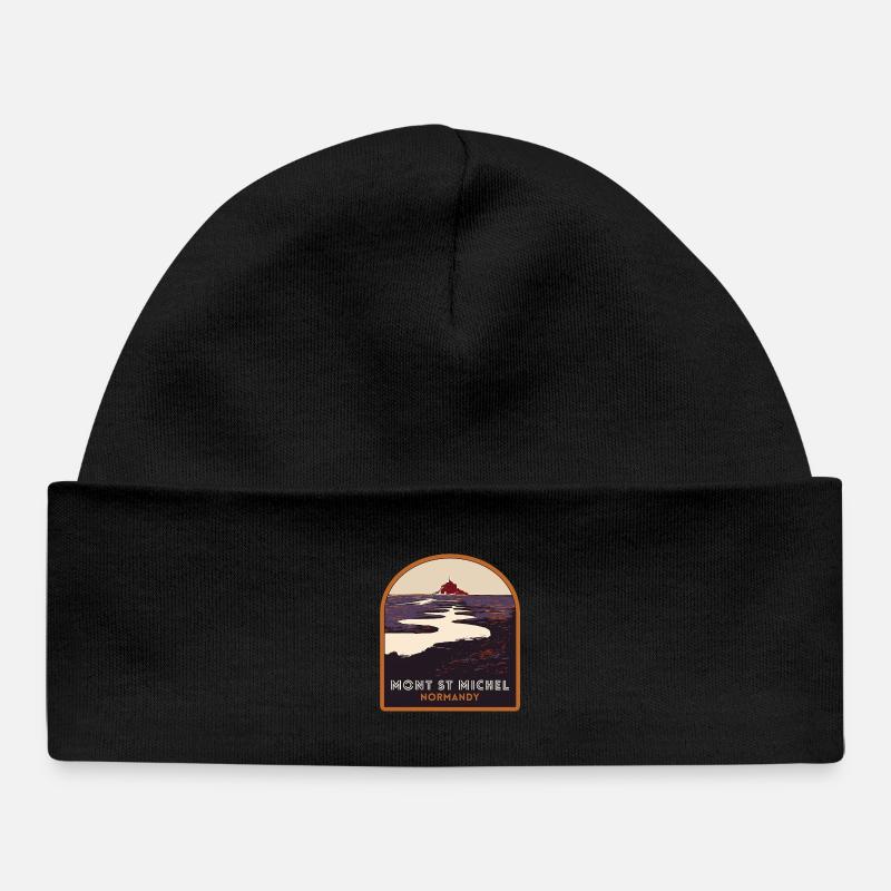 Illustration colorée du Mont Saint Michel - Bonnet bébé bio - noir