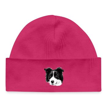 Shorthair Border Collie Herding Dog - Baby Organic Beanie - hot pink - Front
