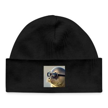 Scellé avec des lunettes de soleil - Bonnet bébé bio - noir - Devant