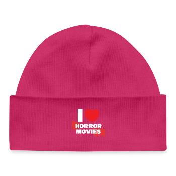 Cinéma Cineaste I Love Movies Déclaration de cœur Films - Bonnet bébé bio - hot pink - Devant
