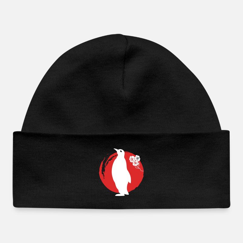Silhouette de pingouin japonais - Bonnet bébé bio - noir