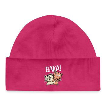 Baka Saying Cartoon Cat Anime Manga Comic - Baby Organic Beanie - hot pink - Front