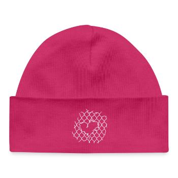 Cœur en treillis métallique - Bonnet bébé bio - hot pink - Devant
