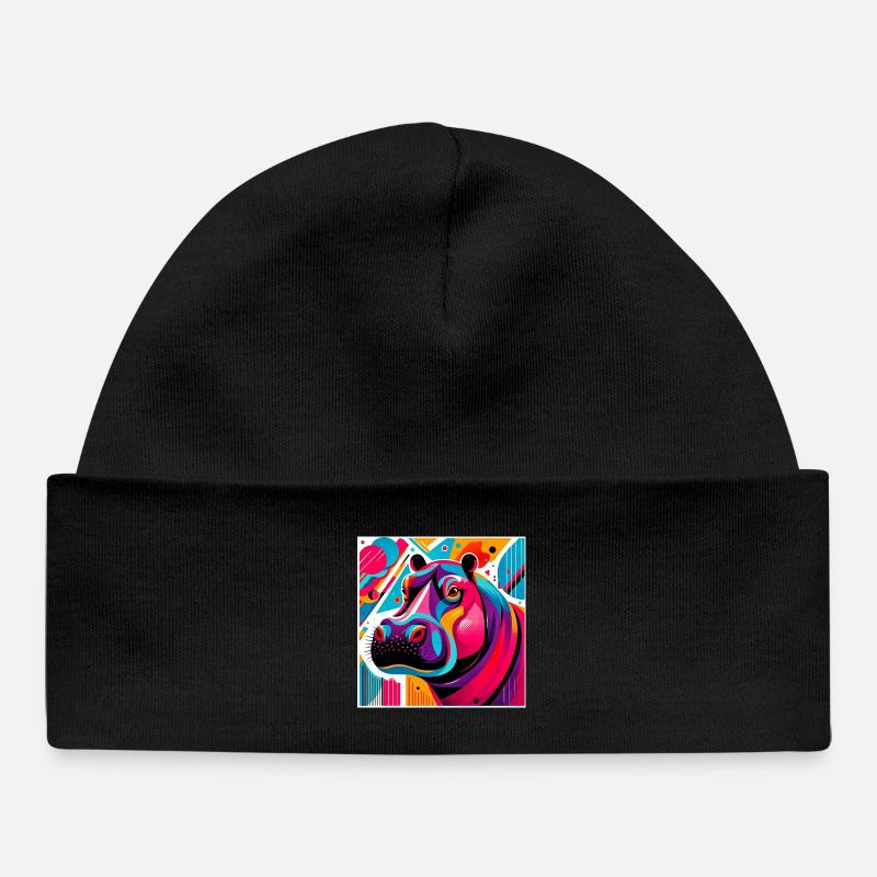 Hippopotame - Bonnet bébé bio - noir