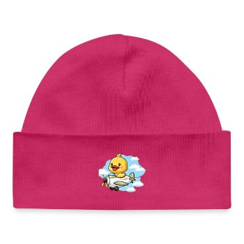Cute Duck Aviator Design - Baby Organic Beanie - hot pink - Front