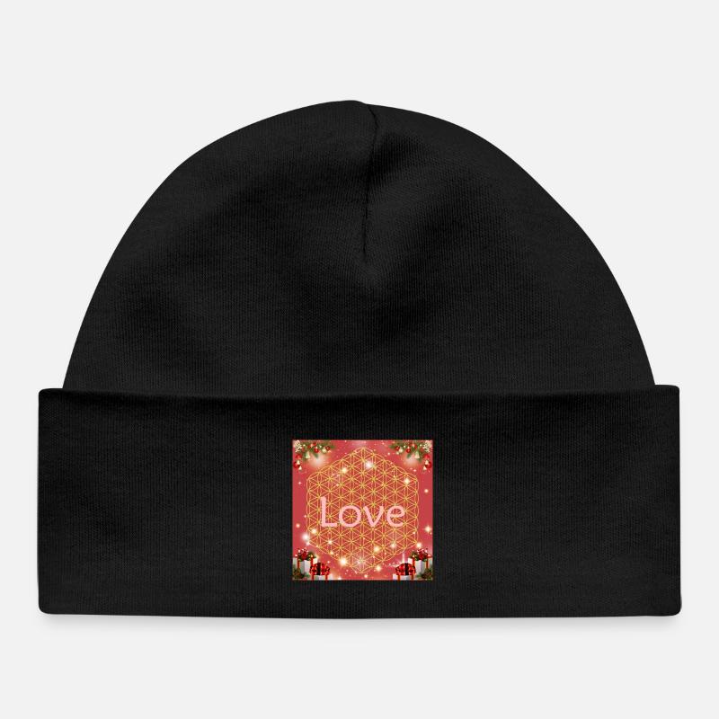 Fleur de vie amour cadeaux de Noël - Bonnet bébé bio - noir