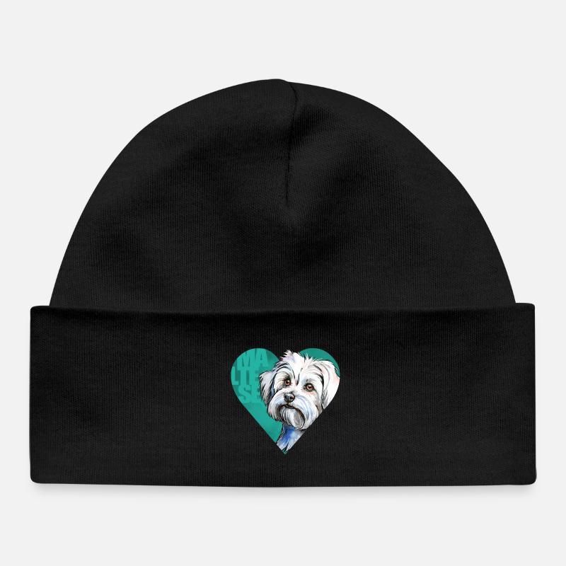 Portrait de bichon maltais - Bonnet bébé bio - noir