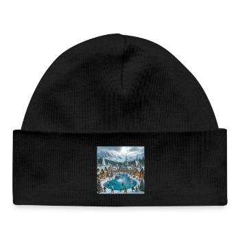 Scandinavian Christmas Village - Baby Organic Beanie - black - Front