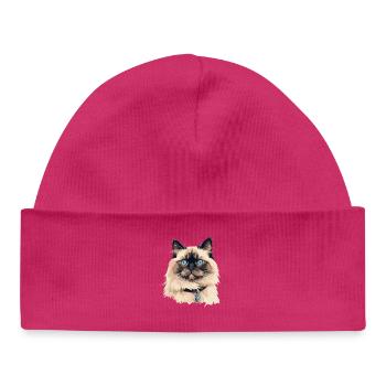 Tête de chat Ragdoll - Bonnet bébé bio - hot pink - Devant