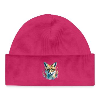 Renard à lunettes - Bonnet bébé bio - hot pink - Devant