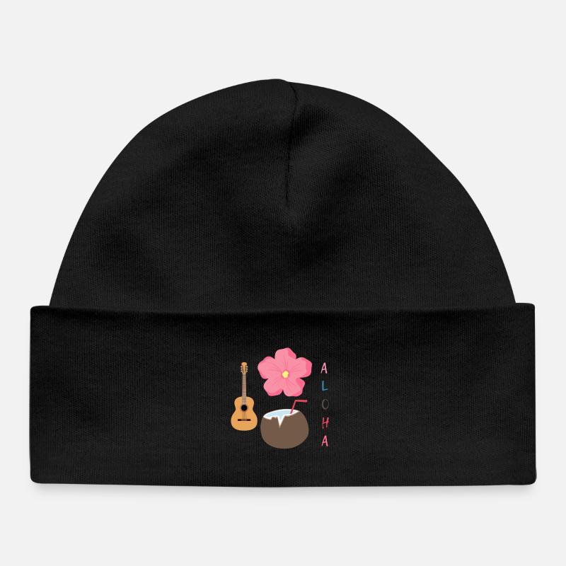 Hawaiian Harmony Designe - Baby Organic Beanie - black