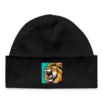 Lion Pop Art - Baby Organic Beanie - black - Front