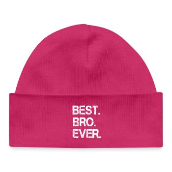 Auffälliges monochromes "Best Bro Ever"-Design - Baby Organic Mütze - hot Pink - Vorne