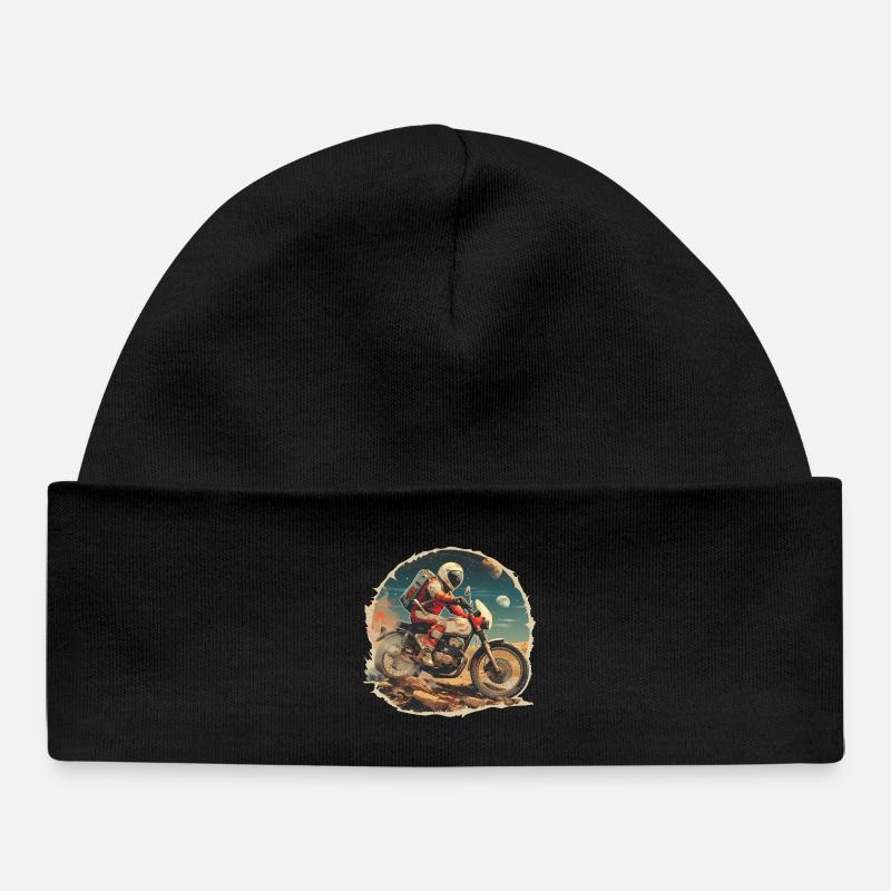 An astronaut on a motorcycle - Baby Organic Beanie - black