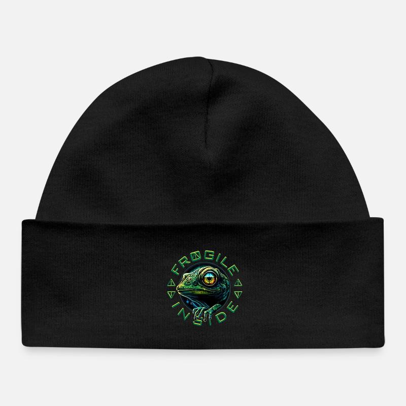 Frogile Inside - Baby Organic Beanie - black
