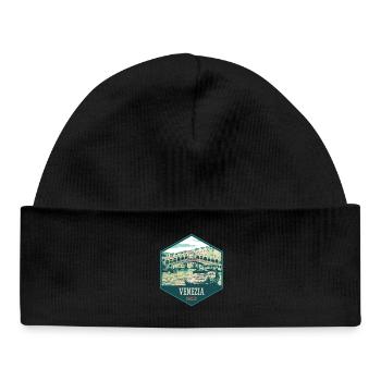 Illustration of the Rialto Bridge, Venice - Baby Organic Beanie - black - Front