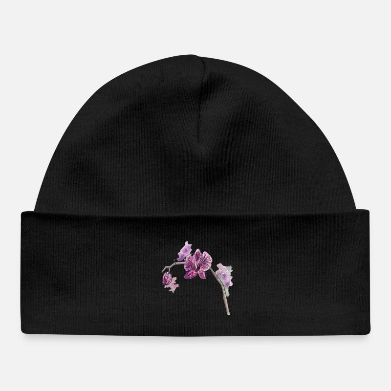 Orchidée - Plante - Fleur - Bonnet bébé bio - noir