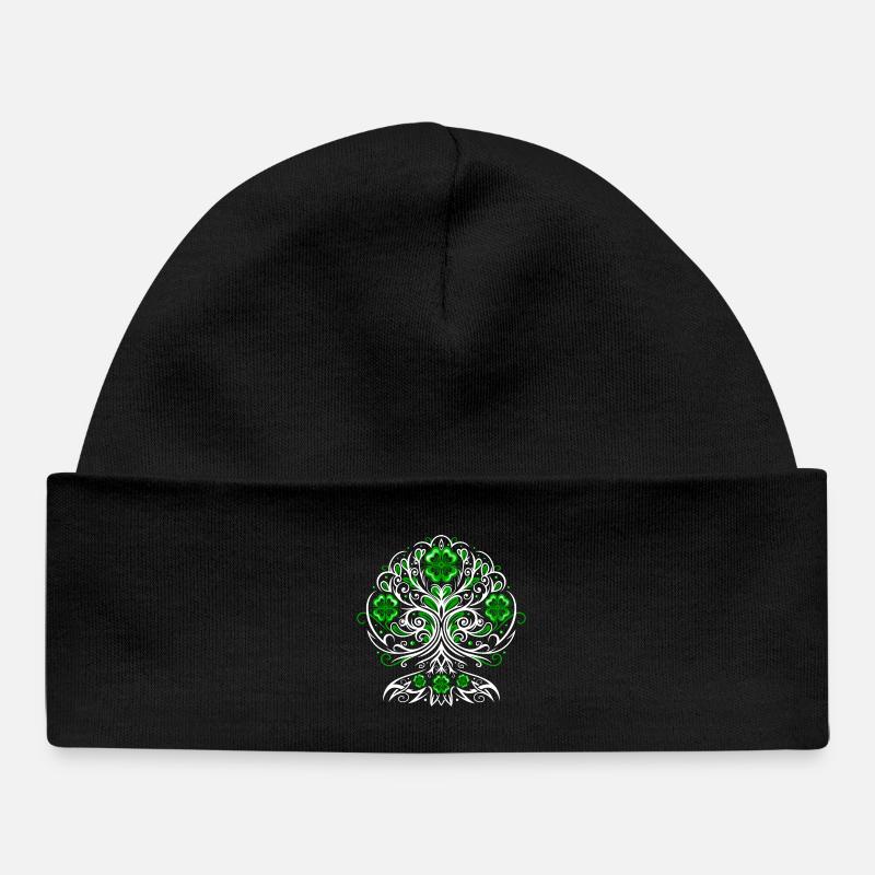Arbre de vie de la Saint-Patrick avec des trèfles - Bonnet bébé bio - noir