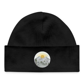 Mountain idyll at sunset in spring - Baby Organic Beanie - black - Front