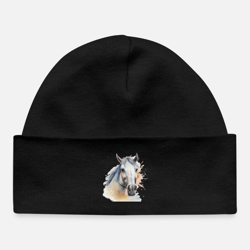 Tête de cheval Cheval Cheval Cheval Etalon - Bonnet bébé bio - noir