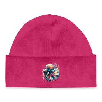 Leuchtender Betta Splendens, Kampffsich bunt - Baby Organic Mütze - hot Pink - Vorne