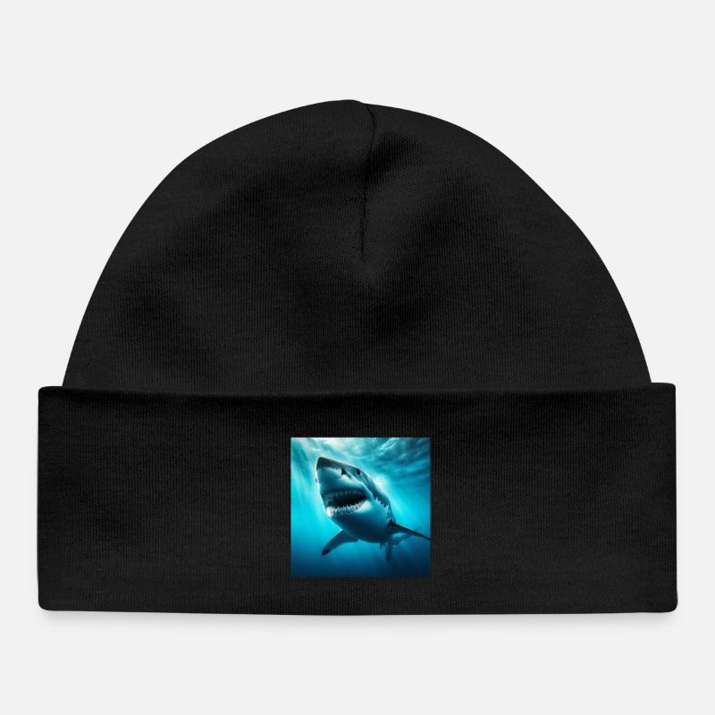 Grand requin blanc - Bonnet bébé bio - noir