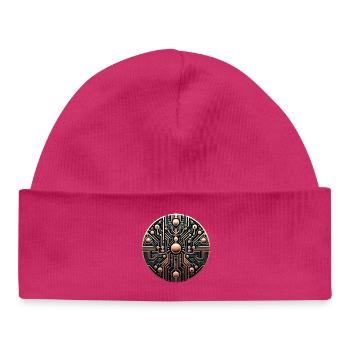 Logo futuriste du circuit Mandala - Bonnet bébé bio - hot pink - Devant