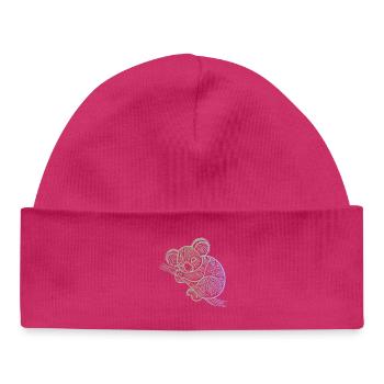 koala in aboriginal patterns, tribal - Baby Organic Beanie - hot pink - Front