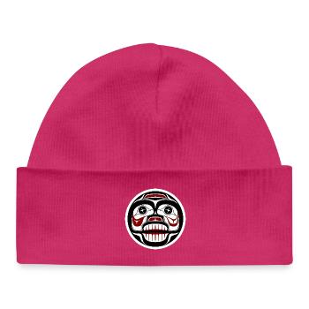 Native American Red Black Haida Art Weeping Skull - Baby Organic Beanie - hot pink - Front