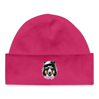 Collie Was geht Gangsta Gangster Hund Geschenk - Baby Organic Mütze - hot Pink - Vorne