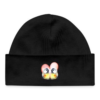 Birds in Love with Heart - Watercolors - Baby Organic Beanie - black - Front