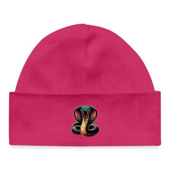 dynamic and colorful Cobra snake motif - Baby Organic Beanie - hot pink - Front