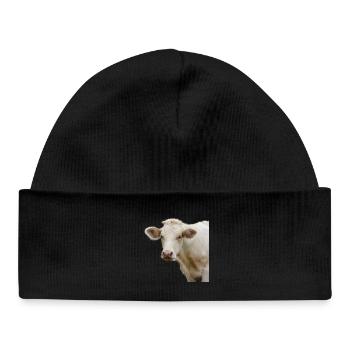 drôle vache tête de vache cadeau fermier - Bonnet bébé bio - noir - Devant